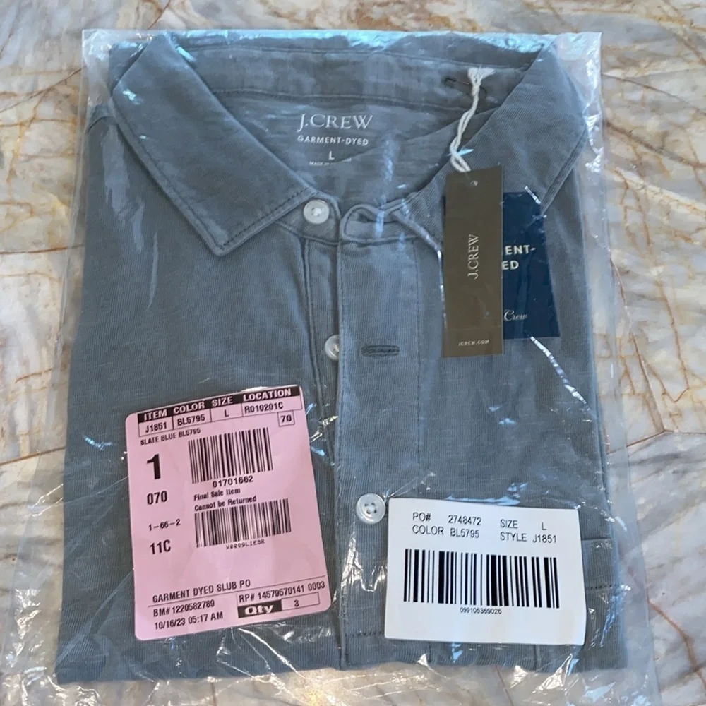 J.Crew Classic Gray polo shirt cotton pocket‎ Large